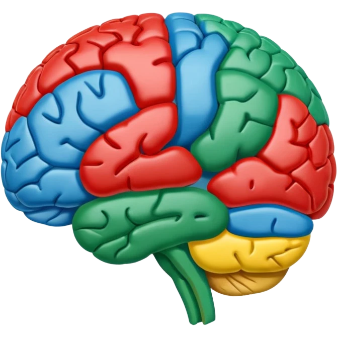 A transparent colourful psychology brain emoji