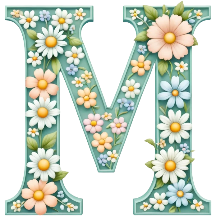 White flowery romantic alphabet letter emoji