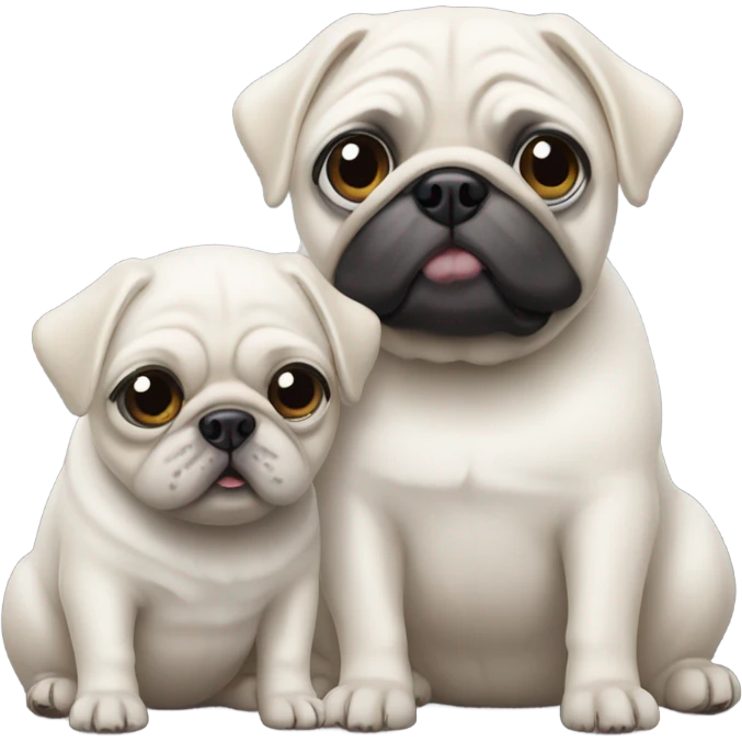 two fully  white pugs, an adult and a baby emoji