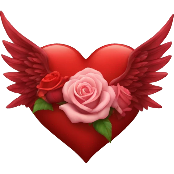 heart with wings red roses emoji