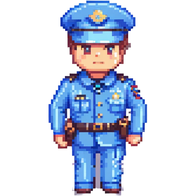 policeman, retro style, blue uniform emoji