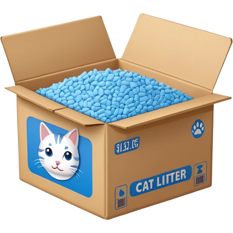 a cardbox of cat litter (blue) emoji
