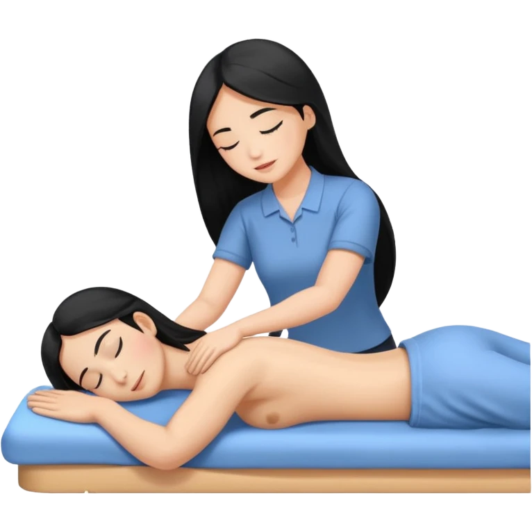 Back massage body the hair is long and black emoji