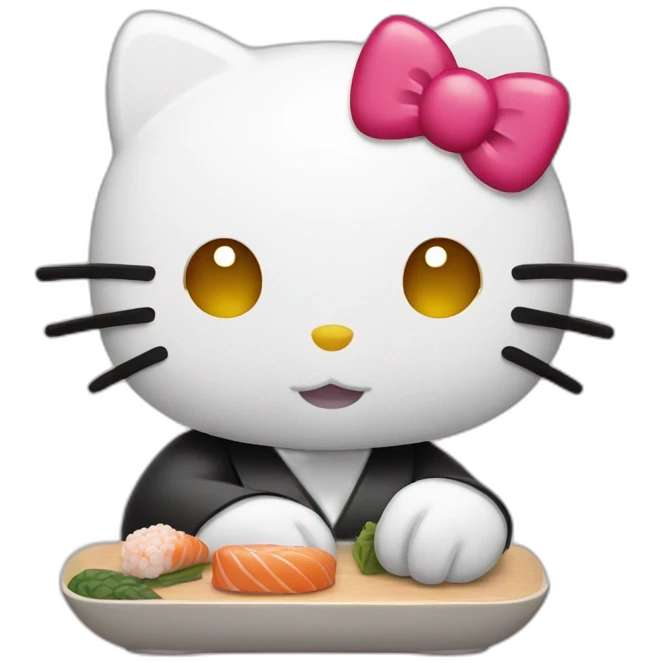 Hello kitty eat sushi  emoji