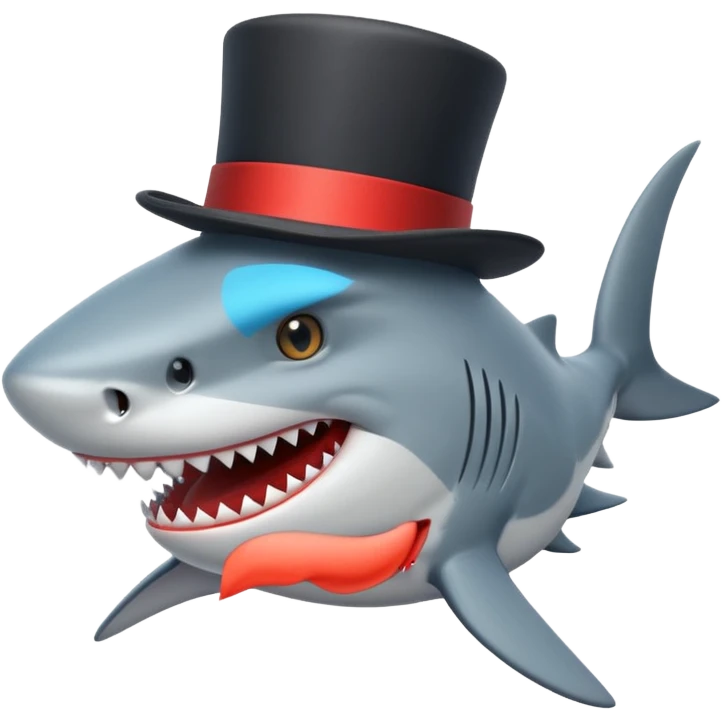 Shark with a top hat emoji