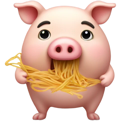 fat pig eating spaghetti emoji