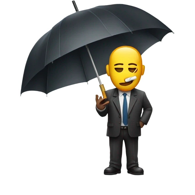 Man with the head of a cigarette holding an umbrella emoji
