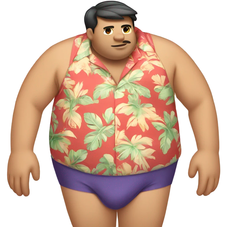 Chubby white guy in hawai shirt and underwear emoji