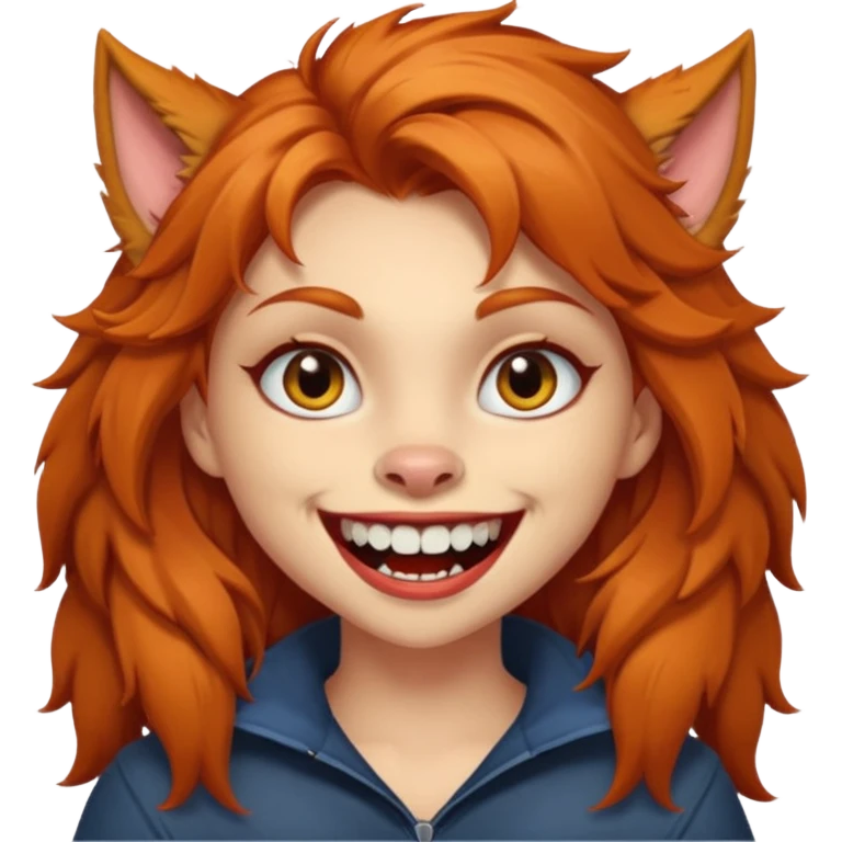 Werewolf ginger hair girl with a smile emoji