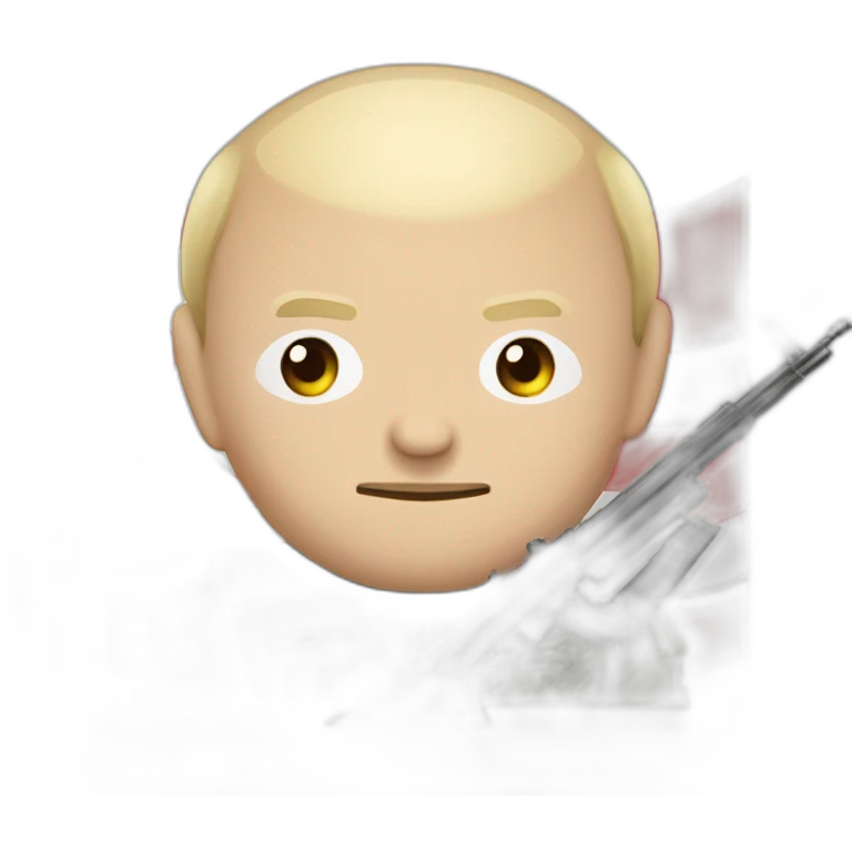 Vladimir poutine avec un fusil et un drapeau sovietique emoji