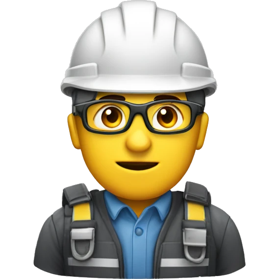 Ingeniero con cascos, lentes de seguridad emoji