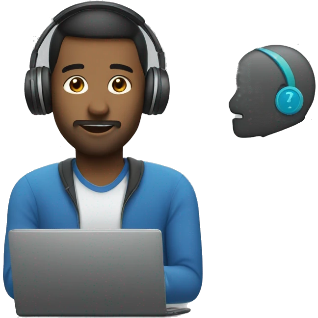 a man with a laptop phone and headphones emoji