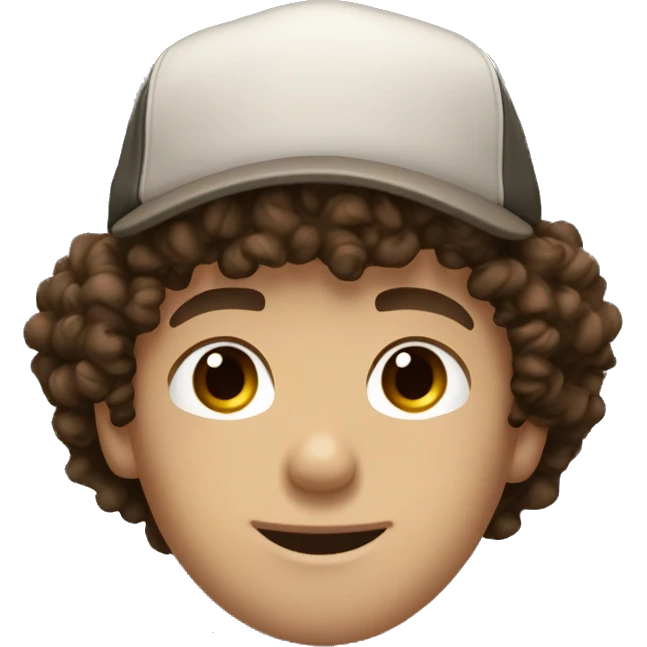 brunette white boy curly hair freckles and trucker hat brown eyes emoji