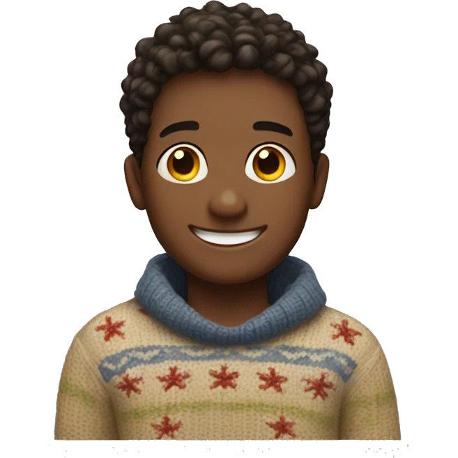 smiling boy in cozy sweater emoji