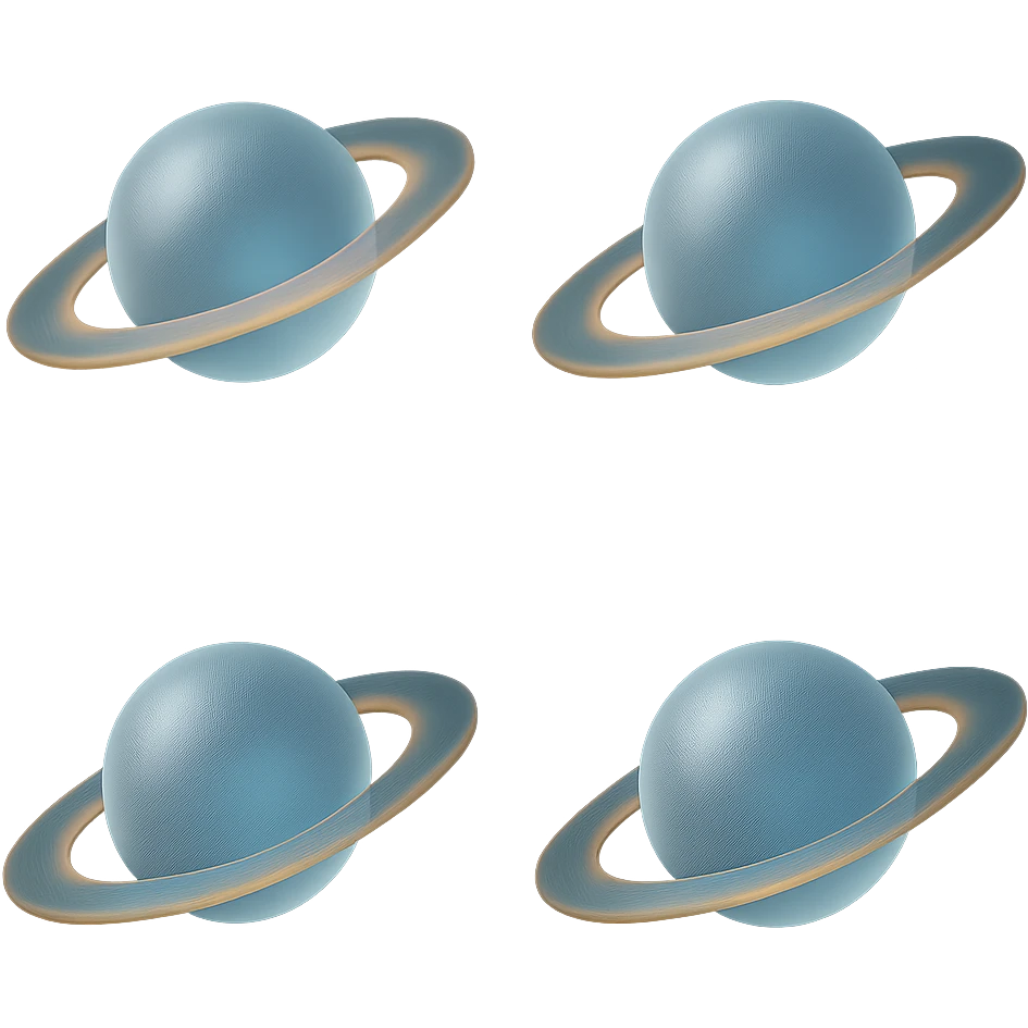 Make Saturn's rings more colorful in a matte glass style with no background. emoji