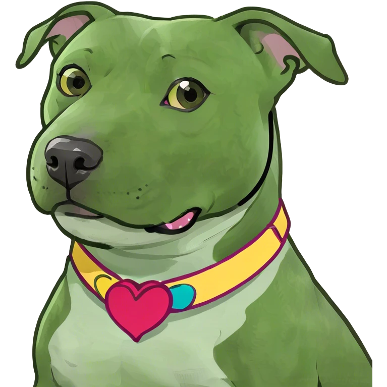 Pit bull ghost with hearts emoji