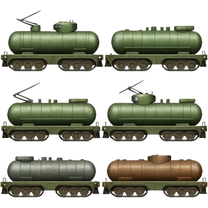 ordinary cargo train transporting military equipment such as tanks and trucks emoji