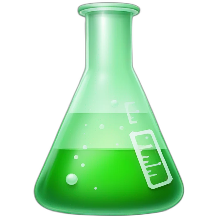green laboratory flask, cubism, rough edges emoji