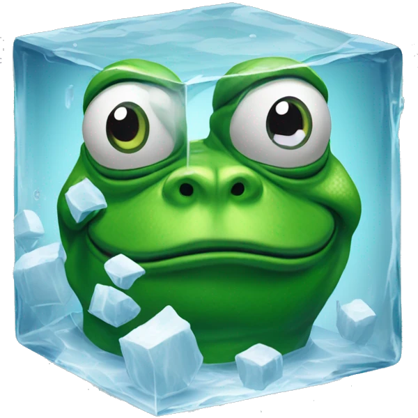 pepe the frog inside an icecube emoji