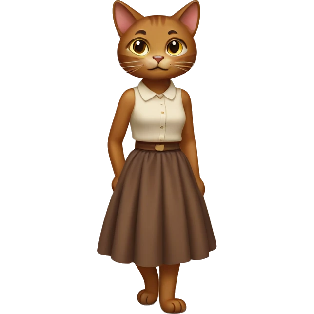 brown cat wearing long skirt emoji