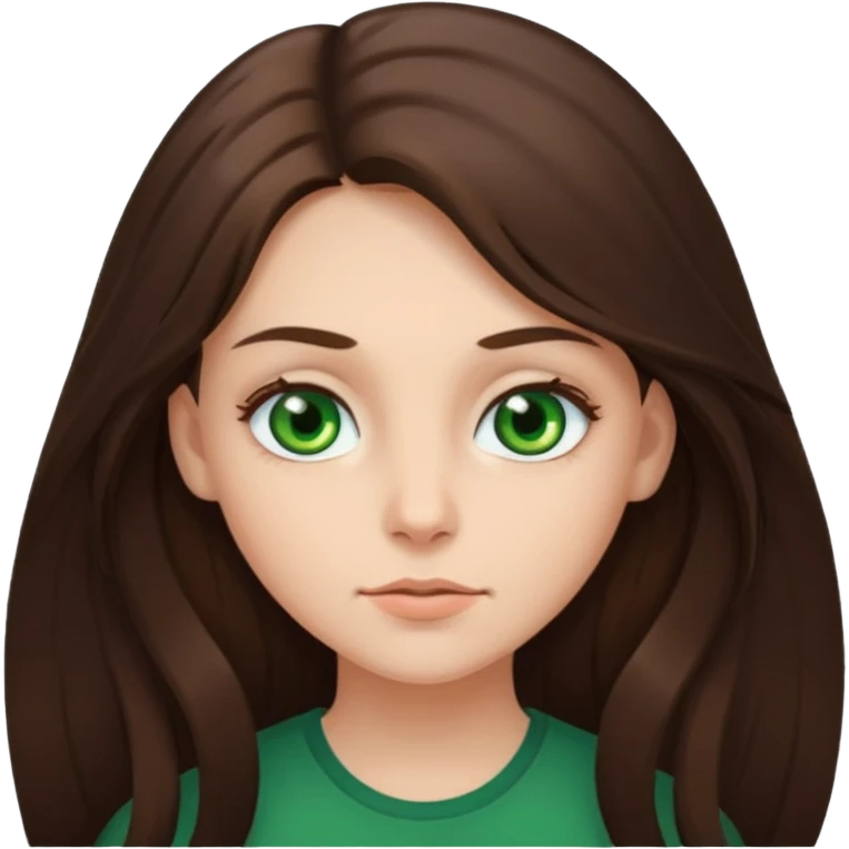 brunnete girl with long hair and lazy green eyes emoji