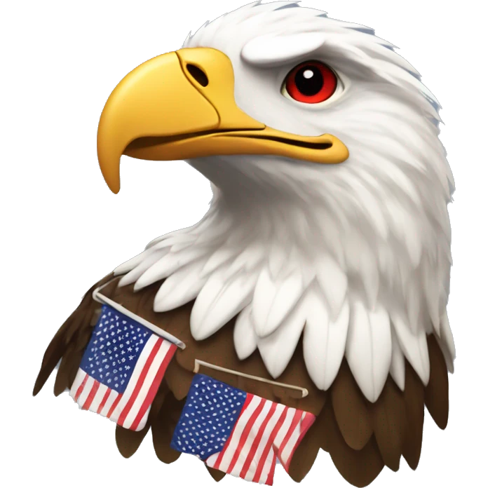 Eagle with the stars from the American flag replacing the white feather and the red and white stripes replacing the brown feathers emoji
