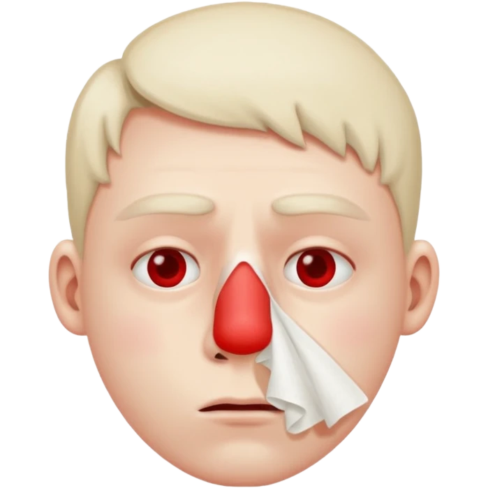 sick person with tissue on nose, fever and red nose. emoji