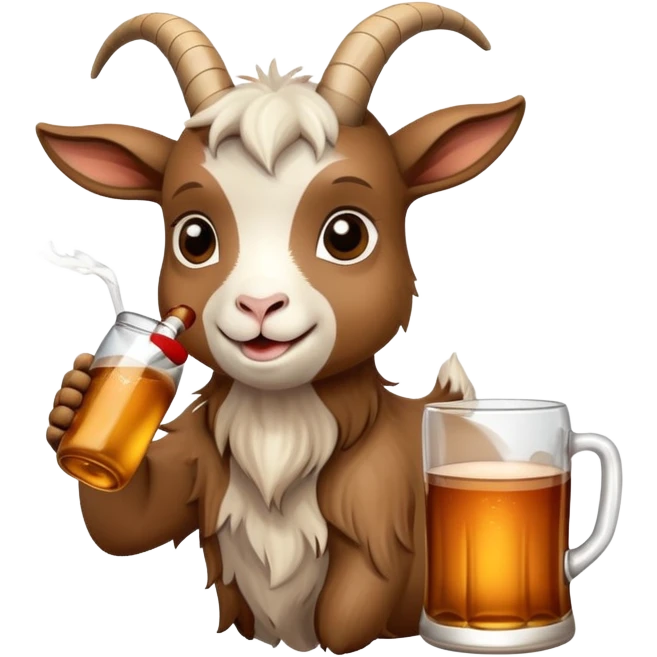 Little goat with bottle of cider emoji