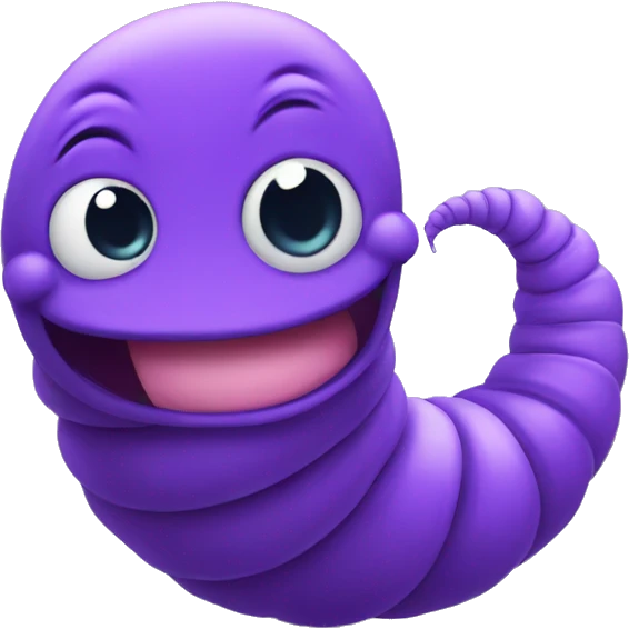 Purple worm cute smiling  emoji