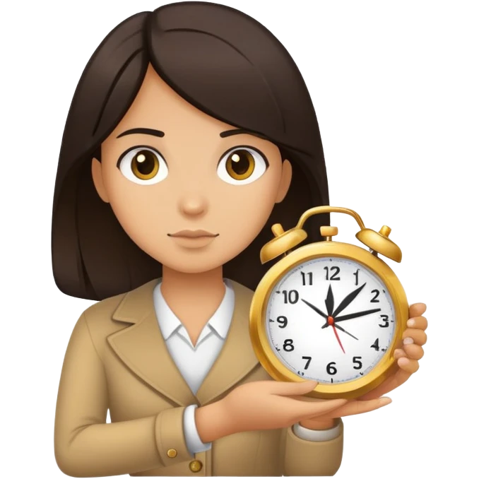 tan girl with a clock emoji
