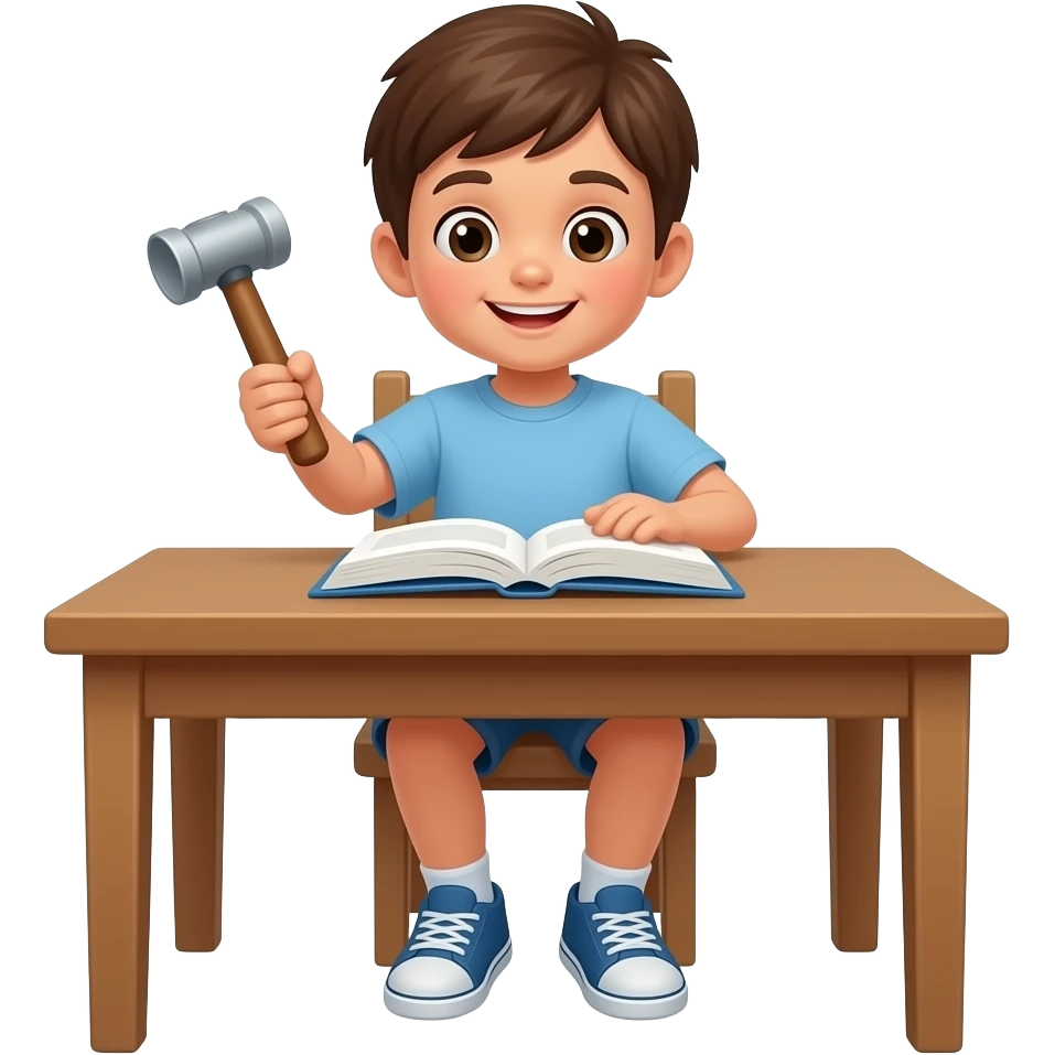 child banging book on table emoji