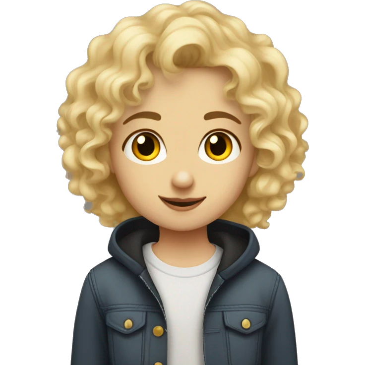 curly blondy girl with yellow eyes kissing boy with dark hair and skin with brown eyes emoji