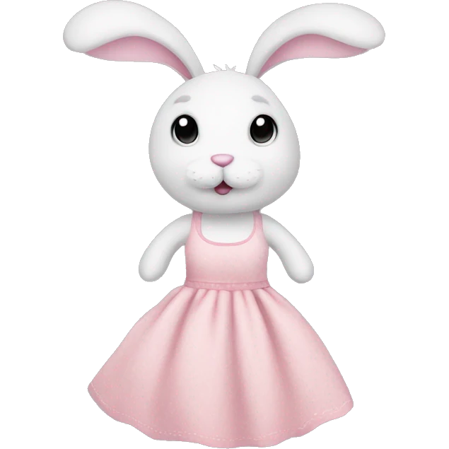 Bunny stuffed animal with pastel pink dress emoji