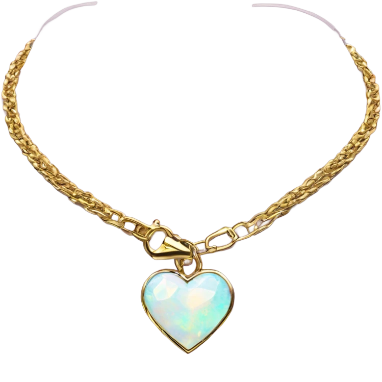 Gold chain bdsm collar with opal Crystal heart emoji