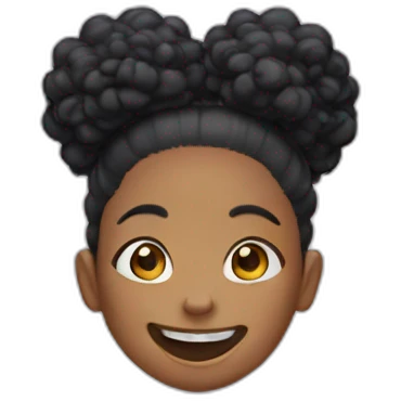 laughing girl with 2 afro puffs emoji