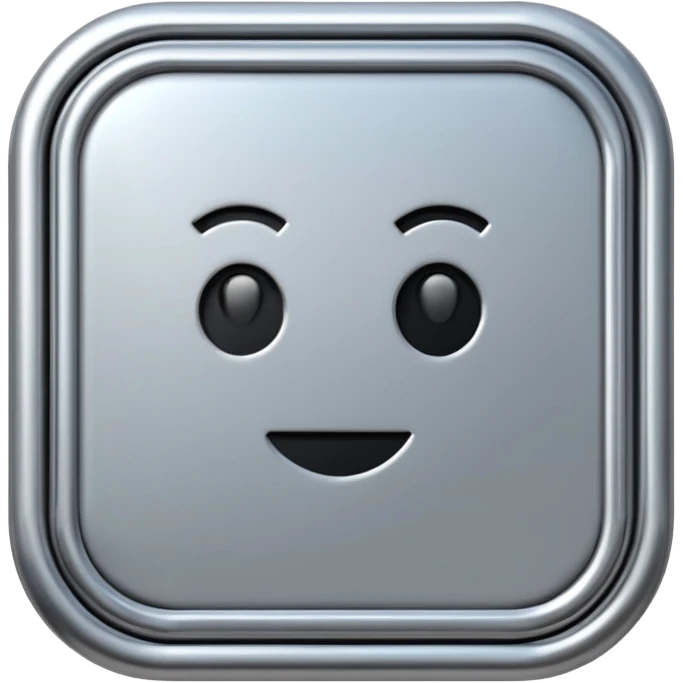 A futuristic microchip emoji made of polished silver chrome, minimal circuit details, smooth metallic surface, soft lighting, iOS emoji style, centered, clean white background emoji