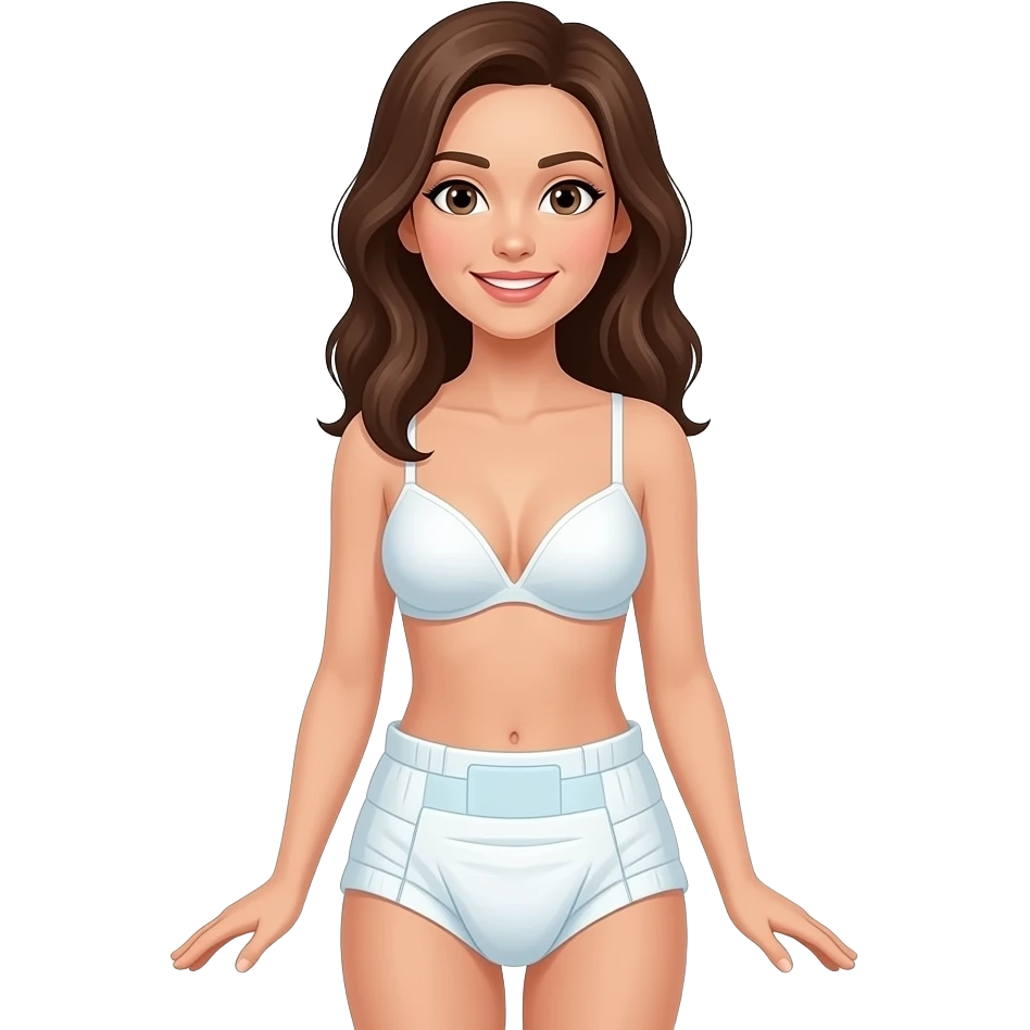 Woman wearing diaper and bra emoji