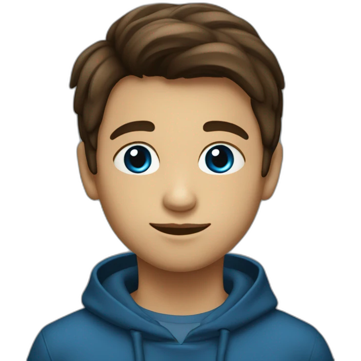 un niño con pelo liso y cafe medio oscuro con ojos azules emoji