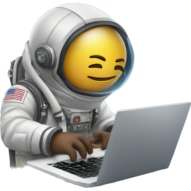software developer coding in space with laptop emoji