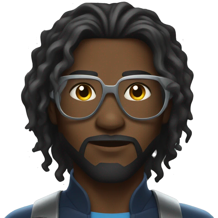Black lightning with long hair emoji