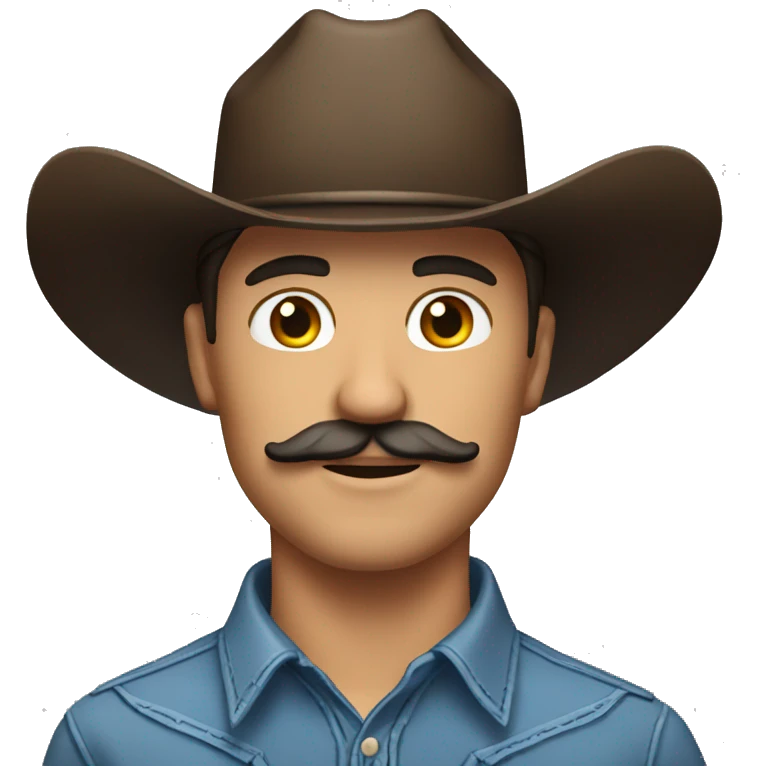Brunette guy with mustache and cowboy hat  emoji