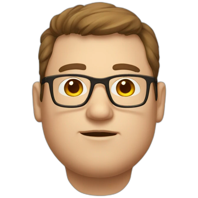 fat white male face with spectacles and brown hair emoji