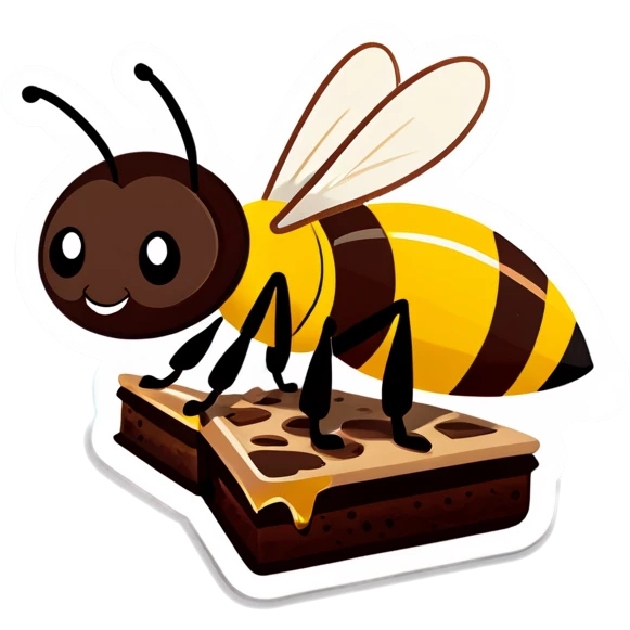 Bee with brownie emoji