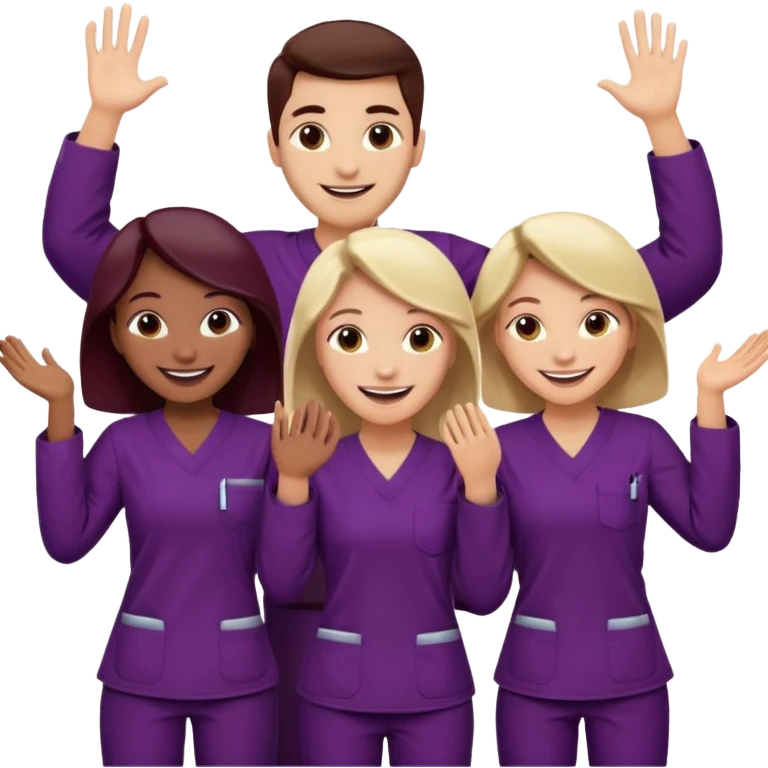 Create Happy & celebrating team faces for a hospital with a newborn saved with dress color as dark maroom-voilet emoji