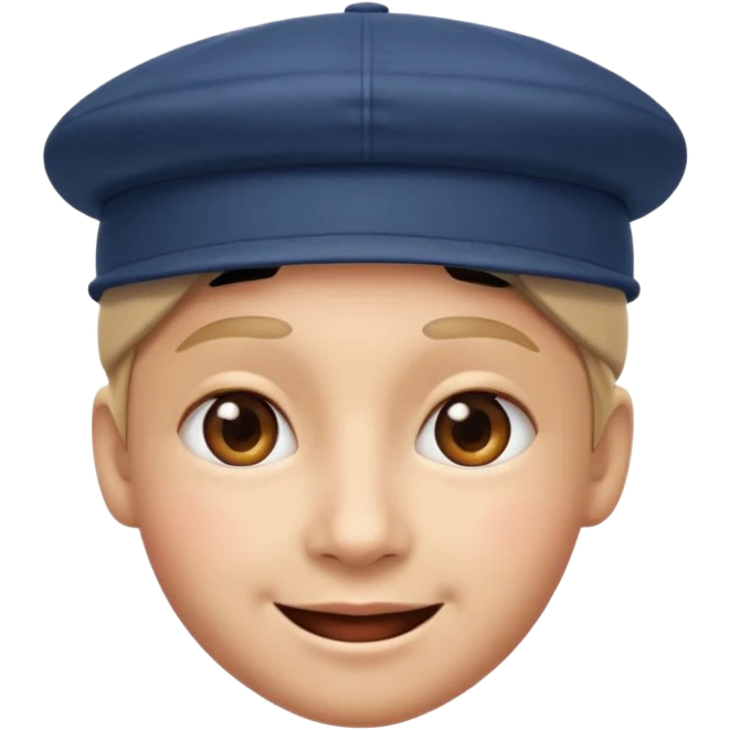 face with a backwards cap, cheerful expression, apple emoji style emoji