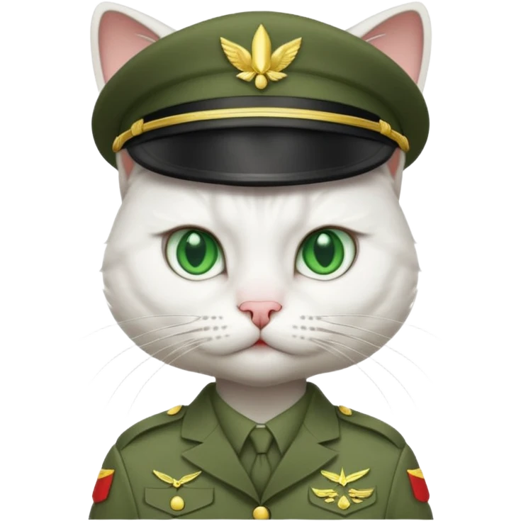 white Cat in army outfit emoji