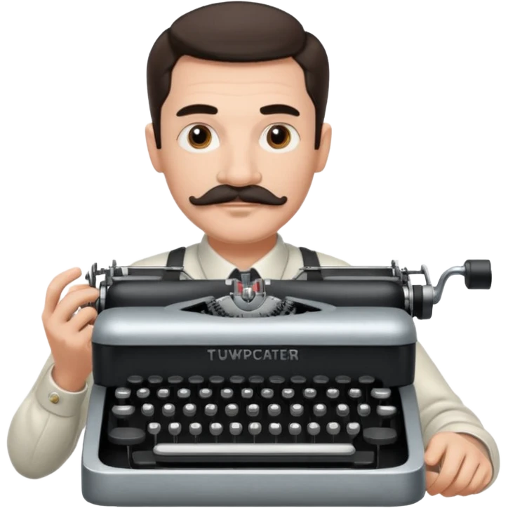 moustache man with vintage typewriter emoji