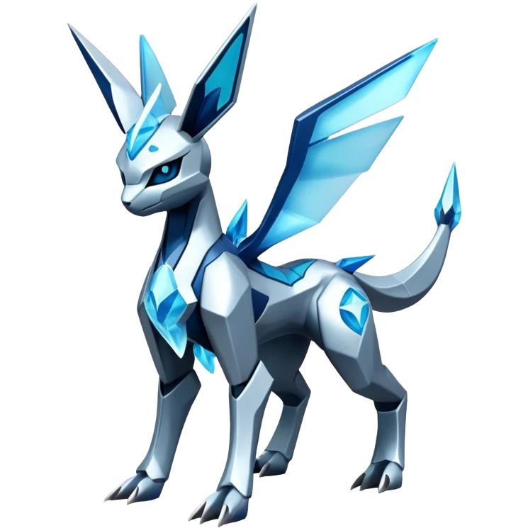 Futuristic Kyurem-Glaceon-dialga-hybrid, full body emoji