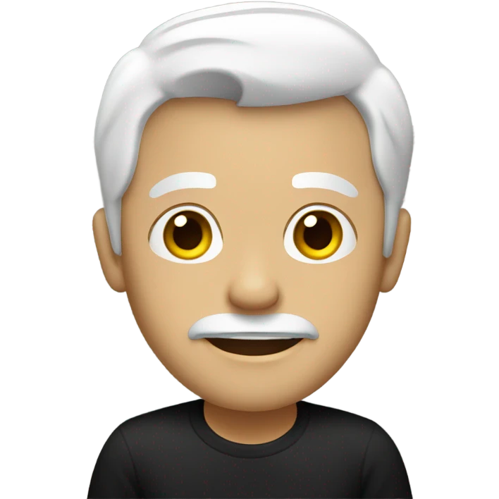 man with white hair wearing a black t-shirt and black pants emoji