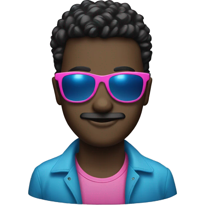 Black can with big blue ayes and pink sunglasses  emoji